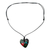 Papier mache pendant necklace, 'Night Hummingbird Heart' - Hand Painted Heart Shaped Hummingbird Pendant Necklace