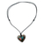 Papier mache pendant necklace, 'Golden Night Hummingbird' - Hand Painted Heart Shaped Hummingbird Pendant Necklace (image 2c) thumbail