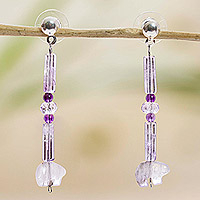 Amethyst dangle earrings, 'Purple Palette' - Artisan Crafted Amethyst Earrings from Mexico