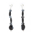 Onyx and hematite beaded dangle earrings, 'Black Baubles' - Artisan Crafted Onyx Beaded Earrings