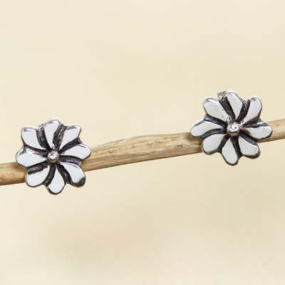 Sterling silver stud earrings, Flower of Cuernavaca