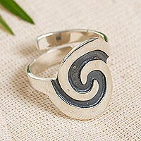 Sterling silver cocktail ring, 'Modern Spiral' - Handcrafted Sterling Silver Ring