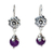 Amethyst dangle earrings, 'Natural Affinity' - Artisan Crafted Amethyst Earrings