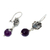 Amethyst dangle earrings, 'Natural Affinity' - Artisan Crafted Amethyst Earrings