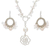 Conjunto de joyas de cuarzo rosa y perlas cultivadas - Collar y aretes de piedras preciosas hechos a mano
