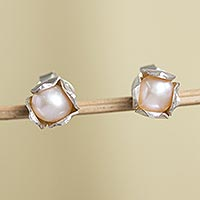 Aretes de perlas cultivadas, 'Bud of Life' - Aretes de perlas cultivadas artesanales