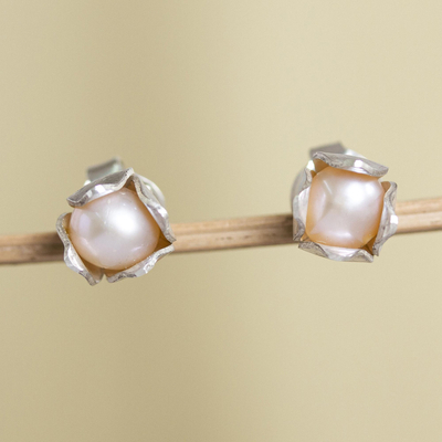 Aretes de perlas cultivadas - Aretes de perlas cultivadas hechos a mano artesanalmente
