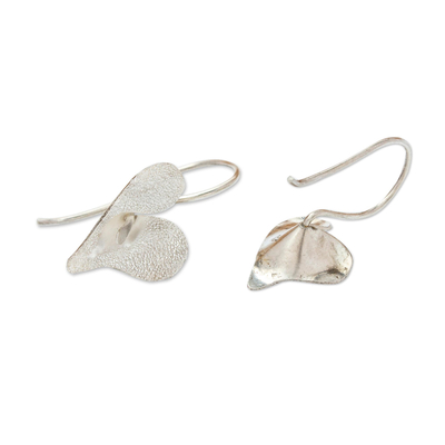Sterling silver drop earrings, 'Delicate Lily' - Handcrafted Sterling Silver Earrings
