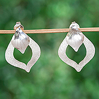 Sterling silver drop earrings, 'Lovely Lavender' - Handcrafted Floral Earrings in Sterling Silver