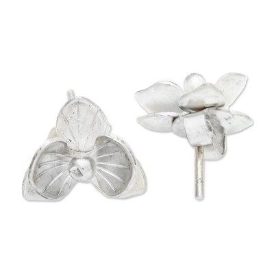 Ohrstecker aus Sterlingsilber - Von Hand gefertigte florale Ohrstecker