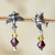 Ohrhänger aus Granat und Bernstein - Vogelmotiv-Granat- und Bernstein-Ohrringe