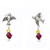 Garnet and amber dangle earrings, 'Swallow's Treasure' - Bird Motif Garnet and Amber Earrings