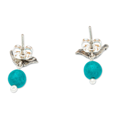 Sterling silver dangle earrings, 'Turtledove Treasure' - Bird Motif Sterling Silver Earrings