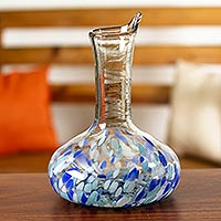 Decantador de vidrio soplado a mano, 'Cool Water' - Decanter artesanal de vidrio artesanal