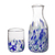 Handblown carafe and glass set, 'Cool Water' (pair) - Handmade Glass Carafe and Cup (Pair)