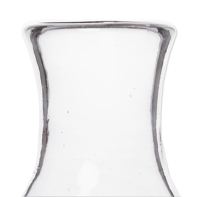 Handblown carafe and glass set, 'Cool Water' (pair) - Handmade Glass Carafe and Cup (Pair)