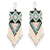 Glasperlen-Wasserfall-Ohrringe, „Blue and Ivory Diamond Fringe“ - Handgefertigte Wasserfall-Ohrringe aus Elfenbein und blauen Perlen
