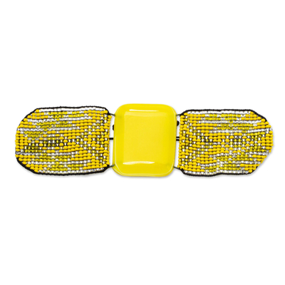 Pulsera colgante de vidrio fusionado - Pulsera de cristal con cuentas amarillas