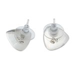 Sterling silver button earrings, 'Contemporary Triangle' - Handcrafted Button Earrings in Taxco Silver