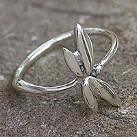 Sterling silver band ring, 'Taxco Dragonfly' - Taxco Sterling Silver Ring