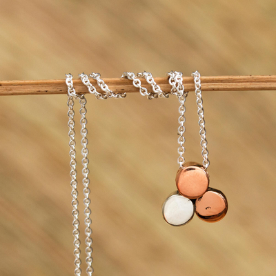 Copper and sterling silver pendant necklace, 'Three Points' - Artisan Crafted Necklace with Copper and Sterling Silver