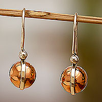 Copper and sterling silver dangle earrings, 'Helios' - Copper Dangle Earrings from Mexico