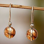 Copper Dangle Earrings from Mexico, 'Helios'