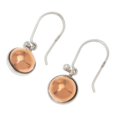 Ohrringe aus Kupfer und Sterlingsilber, 'Helios'. - Ohrringe aus Kupfer aus Mexiko