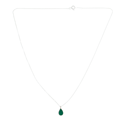 Halskette mit Onyx-Anhänger, 'Allegria' - Halskette mit grünem Onyx-Anhänger