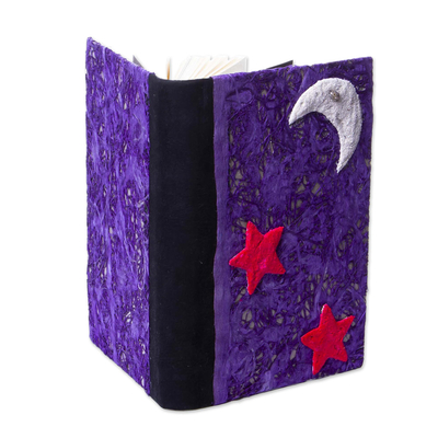 Amate paper journal, 'Moon and Stars' - Handmade Journal from Mexico