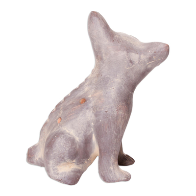 Ceramic ocarina, 'Grey Aztec Puppy' - Western Mexico Pre-Hispanic Ceramic Grey Dog Ocarina Flute