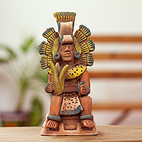 Ceramic figurine, 'Honoring the Maguey' - Mexico Archeology Ceramic Maguey God Offering Sculpture