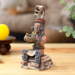 Ceramic figurine, 'Offering of Maize' - Mexico Archaeology Terracotta Corn God Sculpture