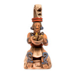 Ceramic figurine, 'Offering of Maize' - Mexico Archaeology Terracotta Corn God Sculpture