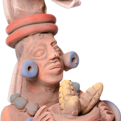 Keramikfigur - mexiko-archäologie-terrakotta-maisgott-skulptur