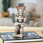 Ceramic sculpture, 'Mixtec God of the Underworld' - Aztec Archaeology Ceramic God of the Underworld Sculpture