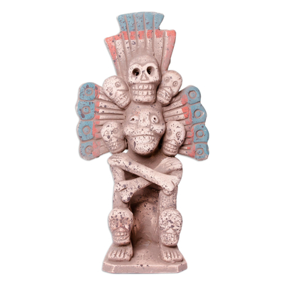 Ceramic sculpture, 'Mixtec God of the Underworld' - Aztec Archaeology Ceramic God of the Underworld Sculpture