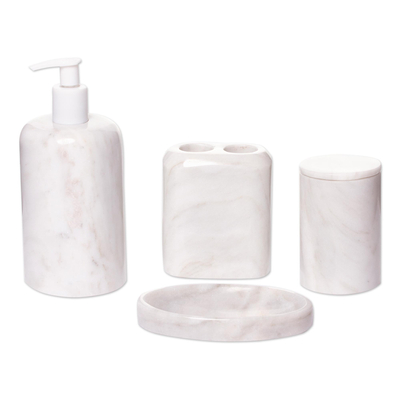 Handcrafted Marble Bath Accessory Set (5 Pieces)