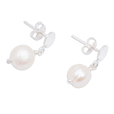 Pendientes colgantes de perlas cultivadas, 'Lustre' - Pendientes de perlas cultivadas artesanales