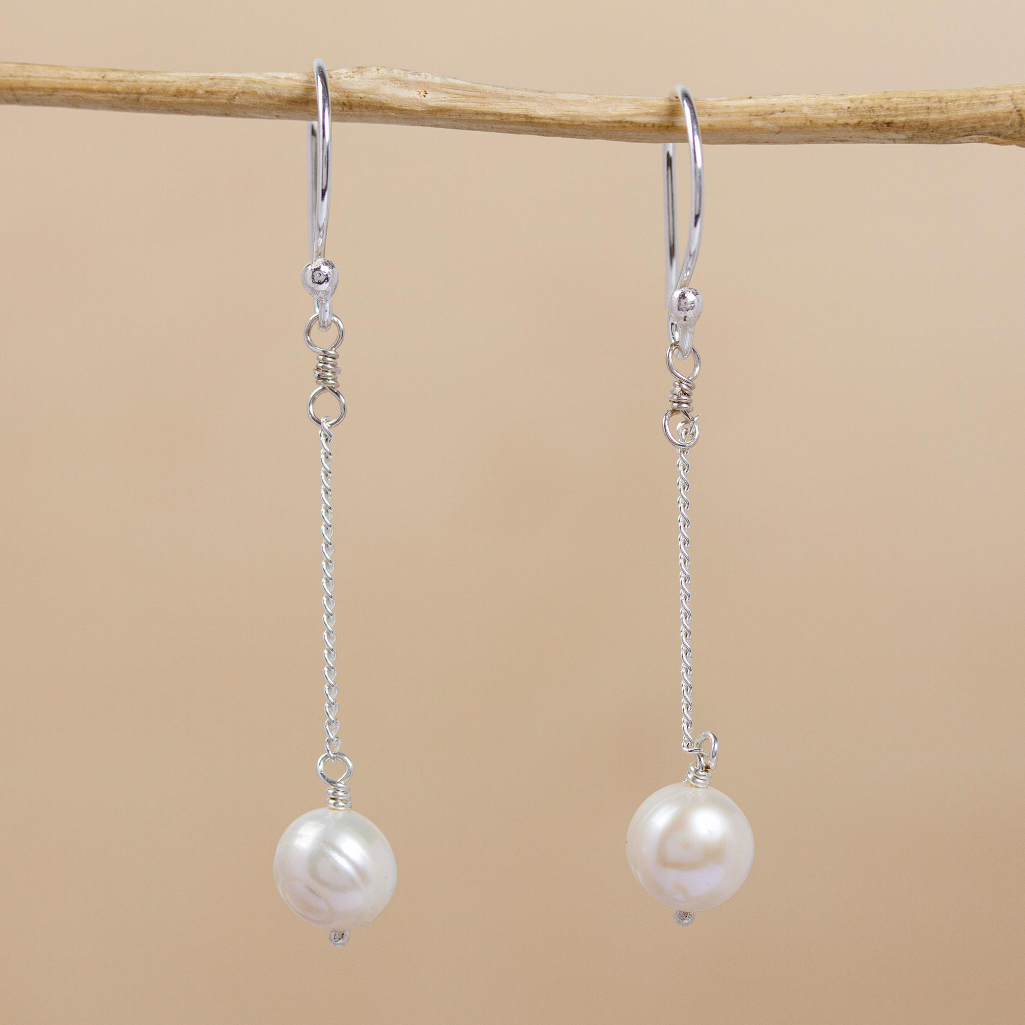 Simple Pearl Drop Earrings | Dainty Pearl Earrings | IB Jewelry Sterling Silver