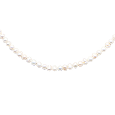 Collar de hilo de perlas cultivadas, 'Belleza clásica' - Collar de hilo de perlas cultivadas clásico