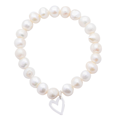 Handcrafted Cultured Pearl Bracelet with Charm