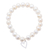 Cultured pearl charm bracelet, 'Solitary Heart' - Handcrafted Cultured Pearl Bracelet with Charm