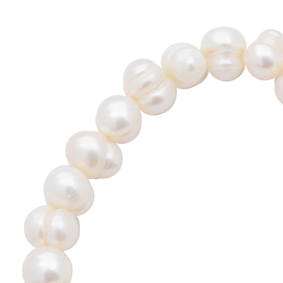 pulsera con charm de perlas cultivadas - Brazalete de perlas cultivadas de agua dulce con dije