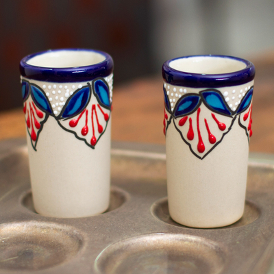 Ceramic tequila cups, Hidalgo Flourish (Pair)