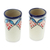 Ceramic tequila cups, 'Hidalgo Flourish' (Pair) - Handcrafted Talavera-Style Tequila Cups (Pair) (image 2a) thumbail