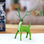Wood alebrije sculpture, 'Green Deer' - Handmade Copal Wood Alebrije