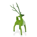 Wood alebrije sculpture, 'Green Deer' - Handmade Copal Wood Alebrije