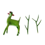 Wood alebrije sculpture, 'Green Deer' - Handmade Copal Wood Alebrije