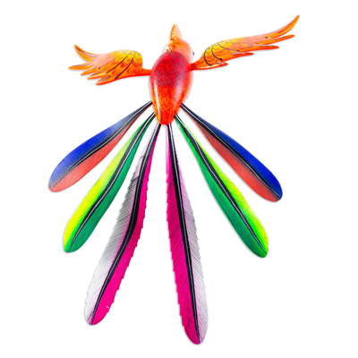 Alebrije de madera escultura - Escultura pájaro alebrije multicolor en madera